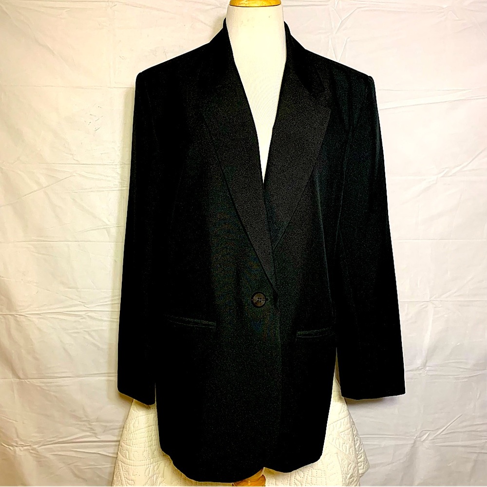 Vintage 90’s Y2K Liz Baker Essentials Black Blazer Size 16